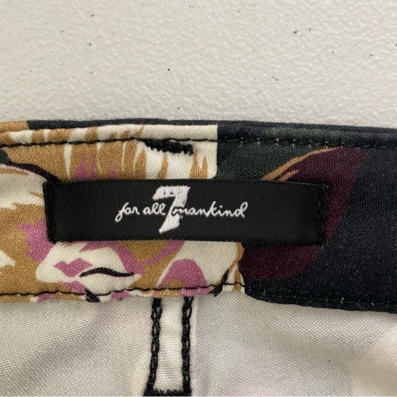 7 For All Mankind Skinny Black Floral Print Jeans Mid-Rise Size 29 - Picture 12 of 14